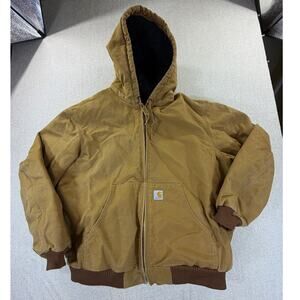 Carhartt Men's XL Brown J140 Firm Duck Active Thermal Lined Zip Front Jacket Top